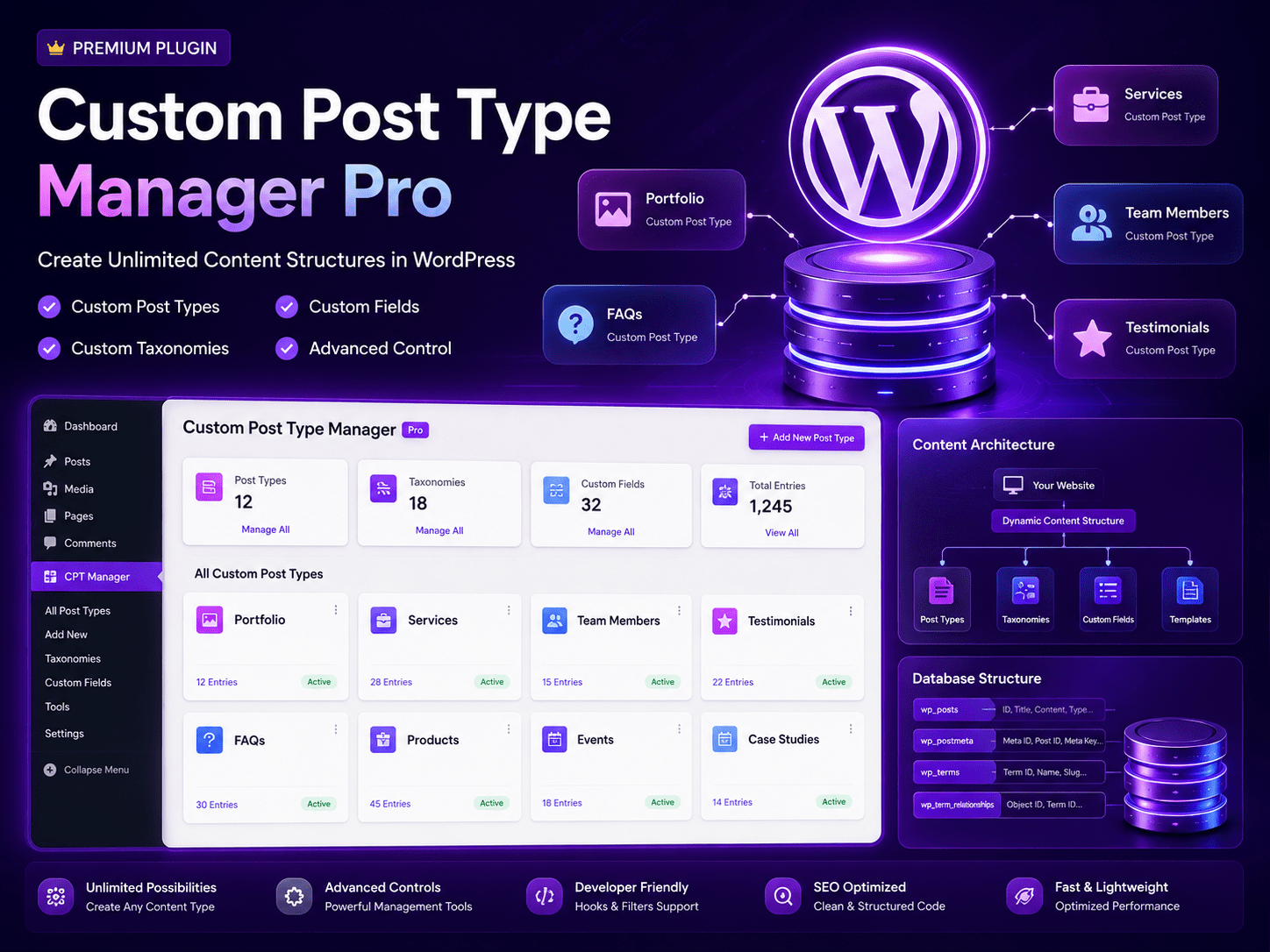 Custom Post Type Manager Pro – Create Unlimited Content Structures in WordPress
