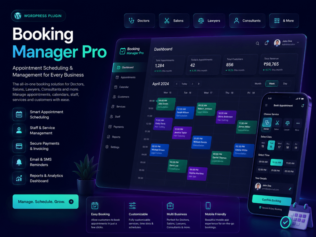 Booking Manager Pro – Ultimate Appointment Scheduling & Management Plugin for WordPress
