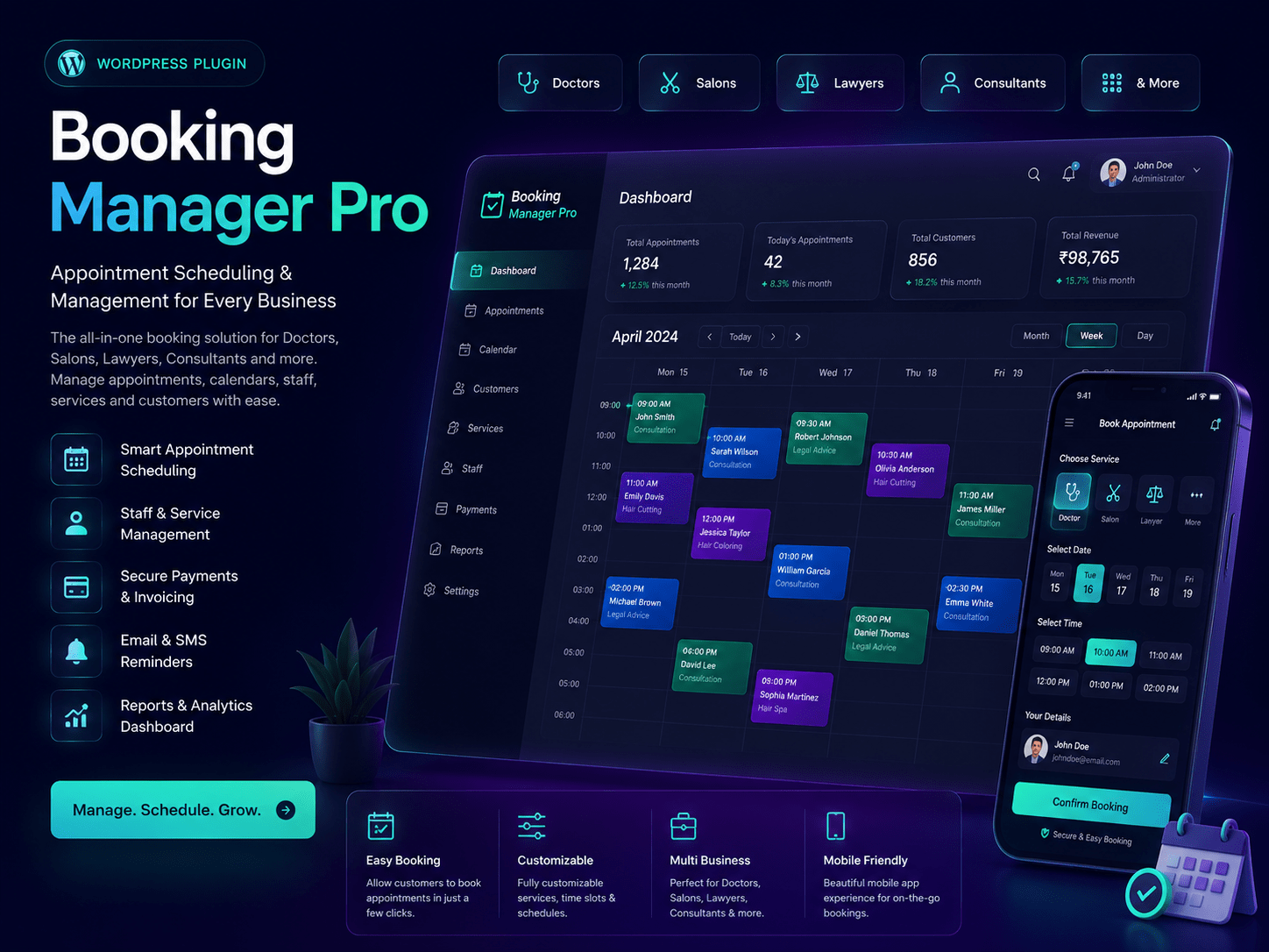 Booking Manager Pro – Ultimate Appointment Scheduling & Management Plugin for WordPress
