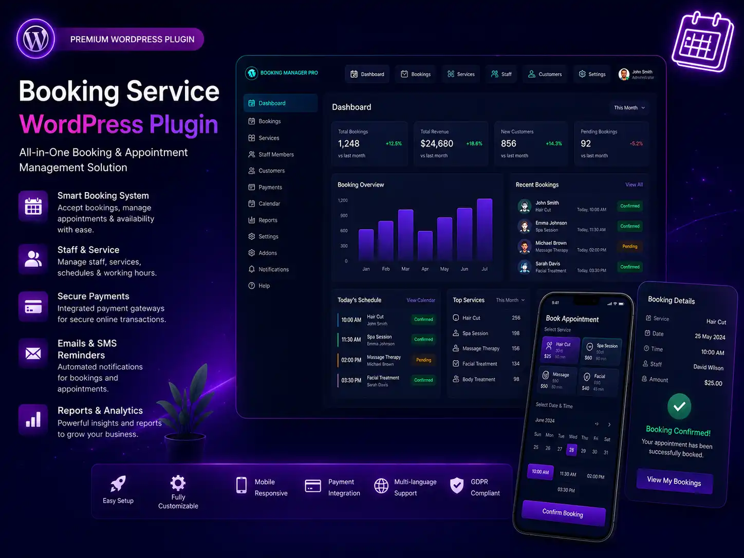 Booking Service WordPress Plugin – All-in-One Appointment Management